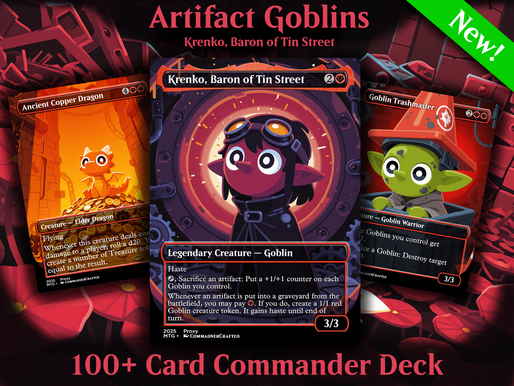 Goblin Artifact Commander Deck: Krenko Baron of Tin Street EDH Proxy Deck
