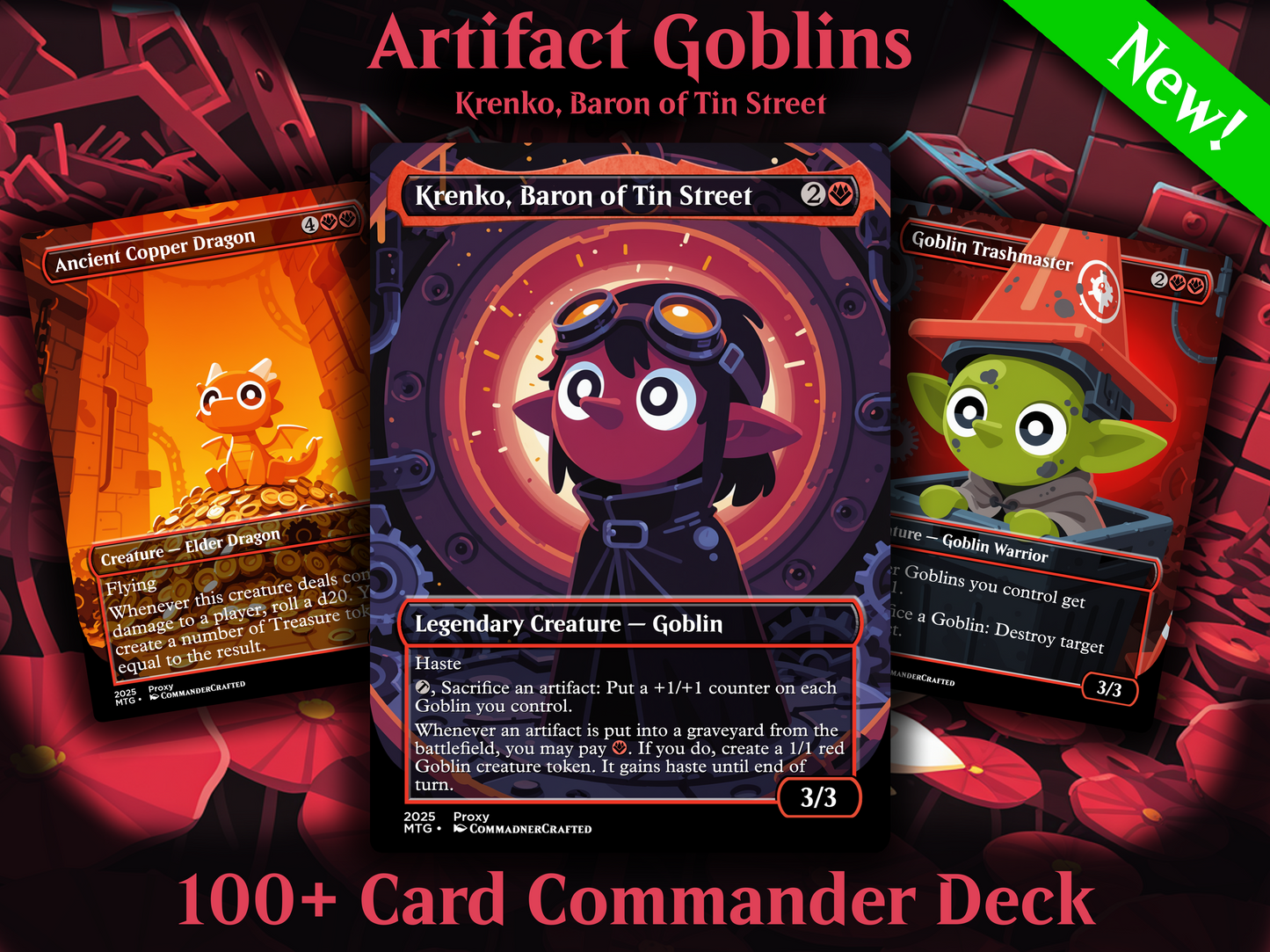 Goblin Artifact Commander Deck: Krenko Baron of Tin Street EDH Proxy Deck