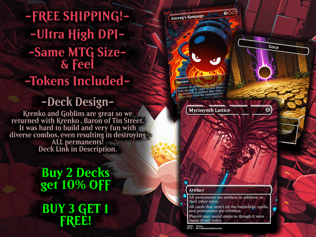 Goblin Artifact Commander Deck: Krenko Baron of Tin Street EDH Proxy Deck