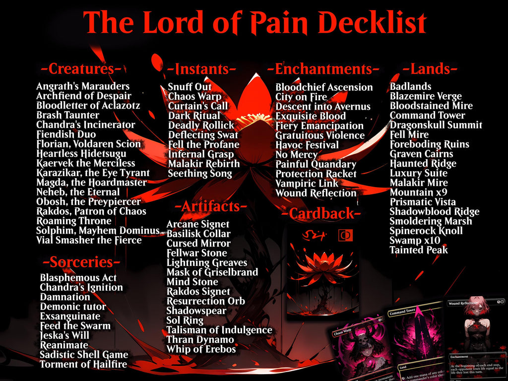 Burn Commander Deck The Lord of Pain Complete EDH Proxy Deck