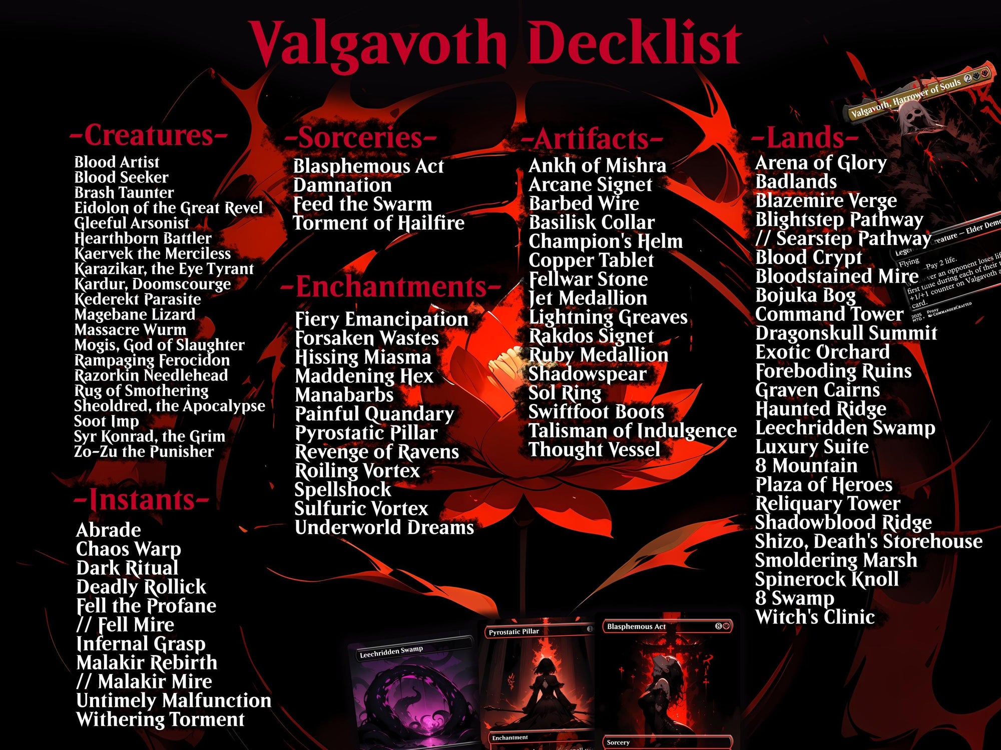 Life Drain Commander Deck Valgavoth, Harrower of Souls Complete EDH Proxy Deck