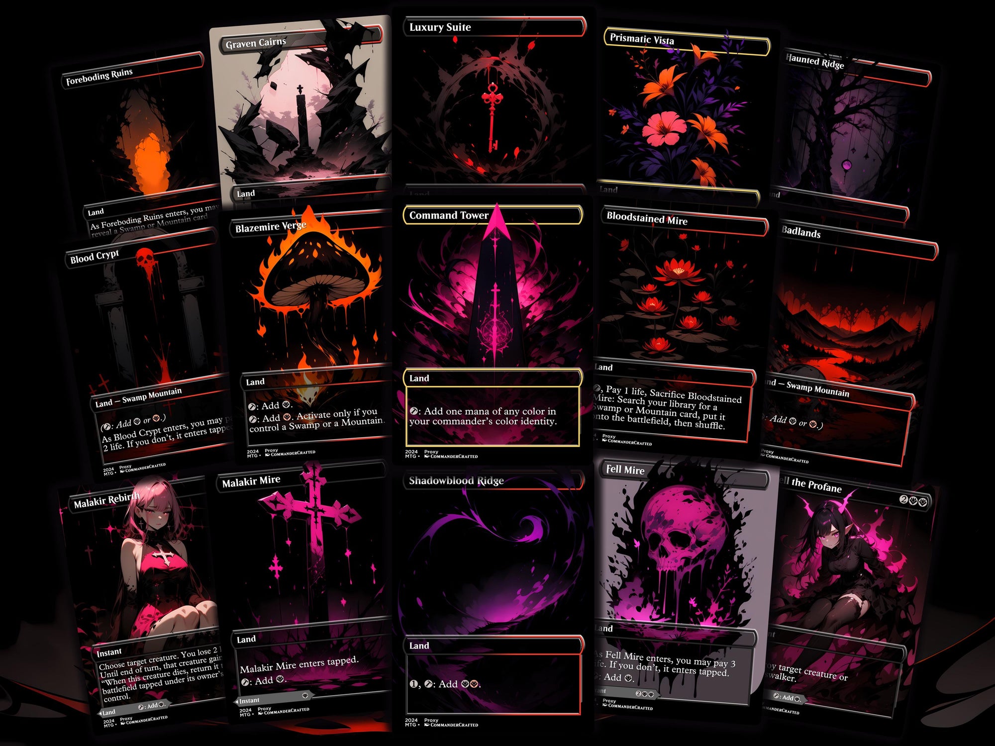 Burn Commander Deck The Lord of Pain Complete EDH Proxy Deck