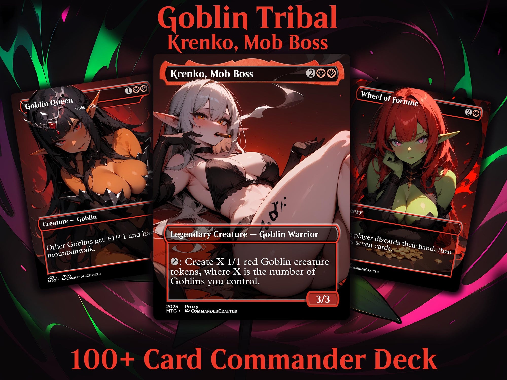 Goblin Tribal Commander Deck Krenko Mob Boss Complete EDH Proxy Deck