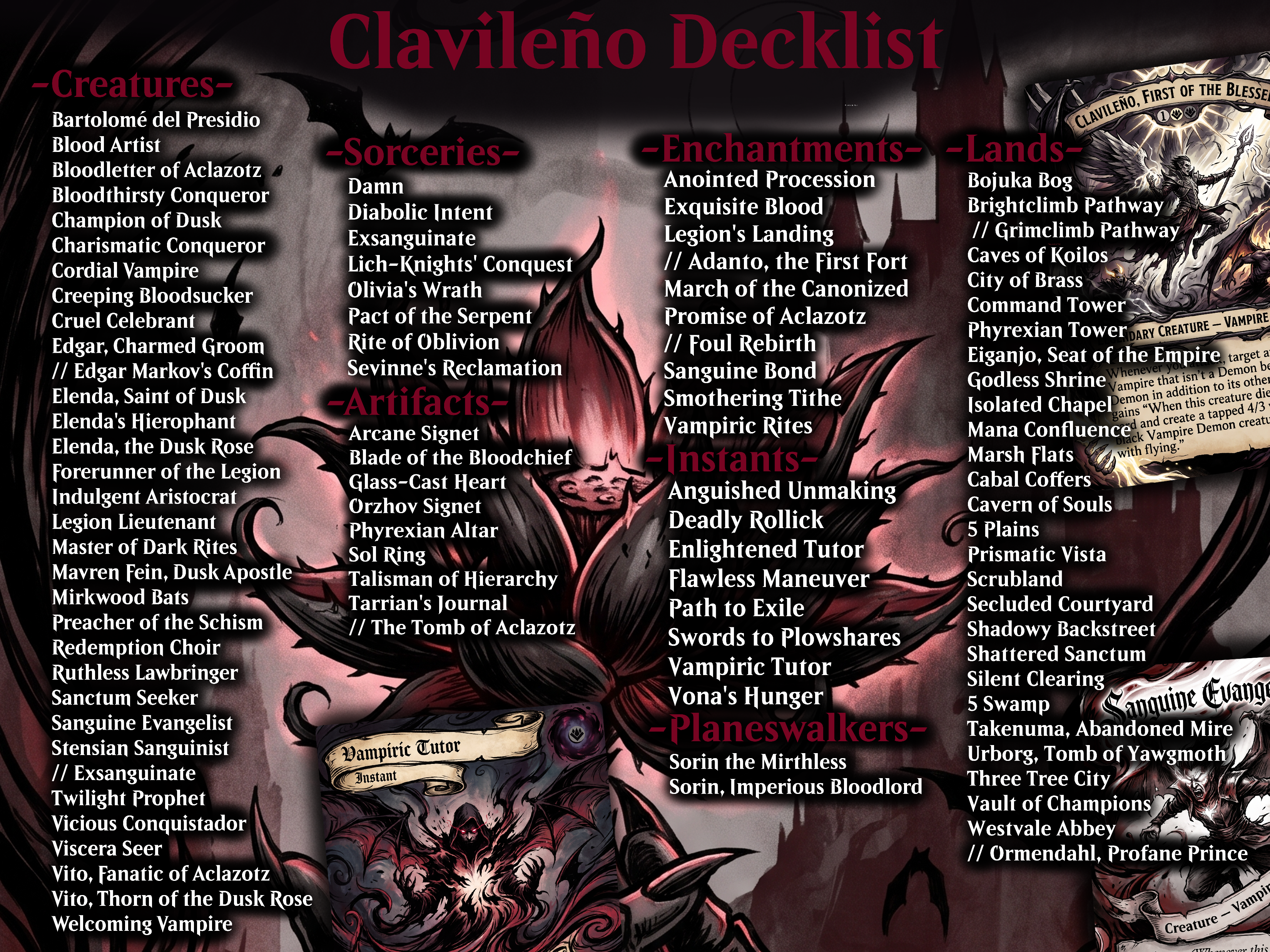 Vampire Tribal Clavileño Proxy Commander Deck