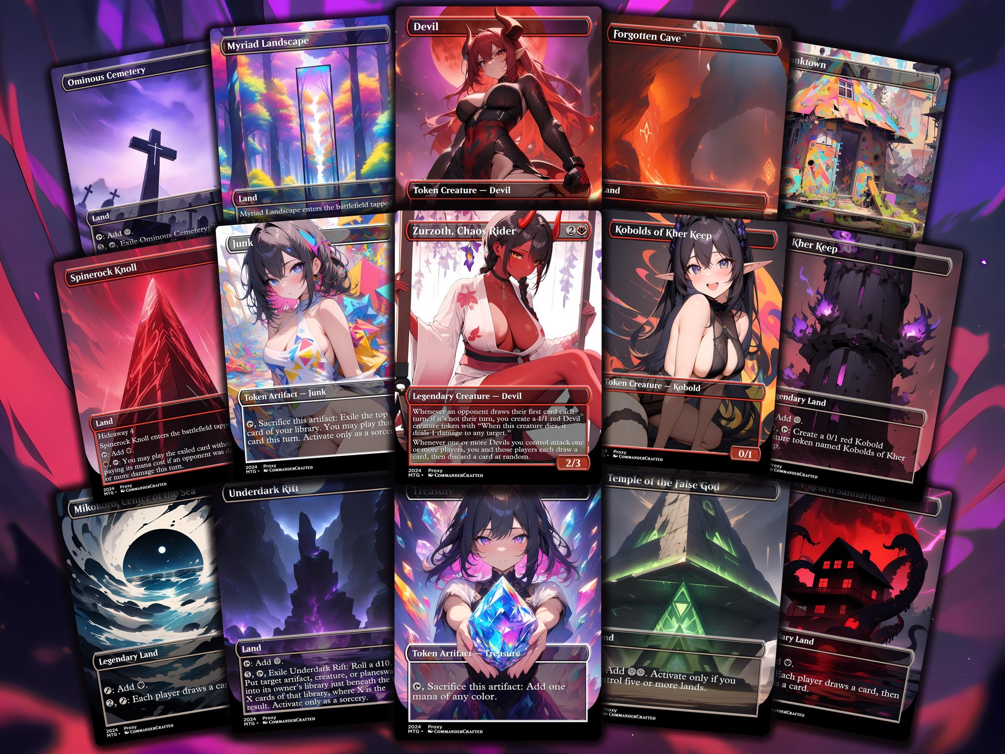 Chaos Commander Deck Zurzoth, Chaos Rider Complete EDH Proxy Deck