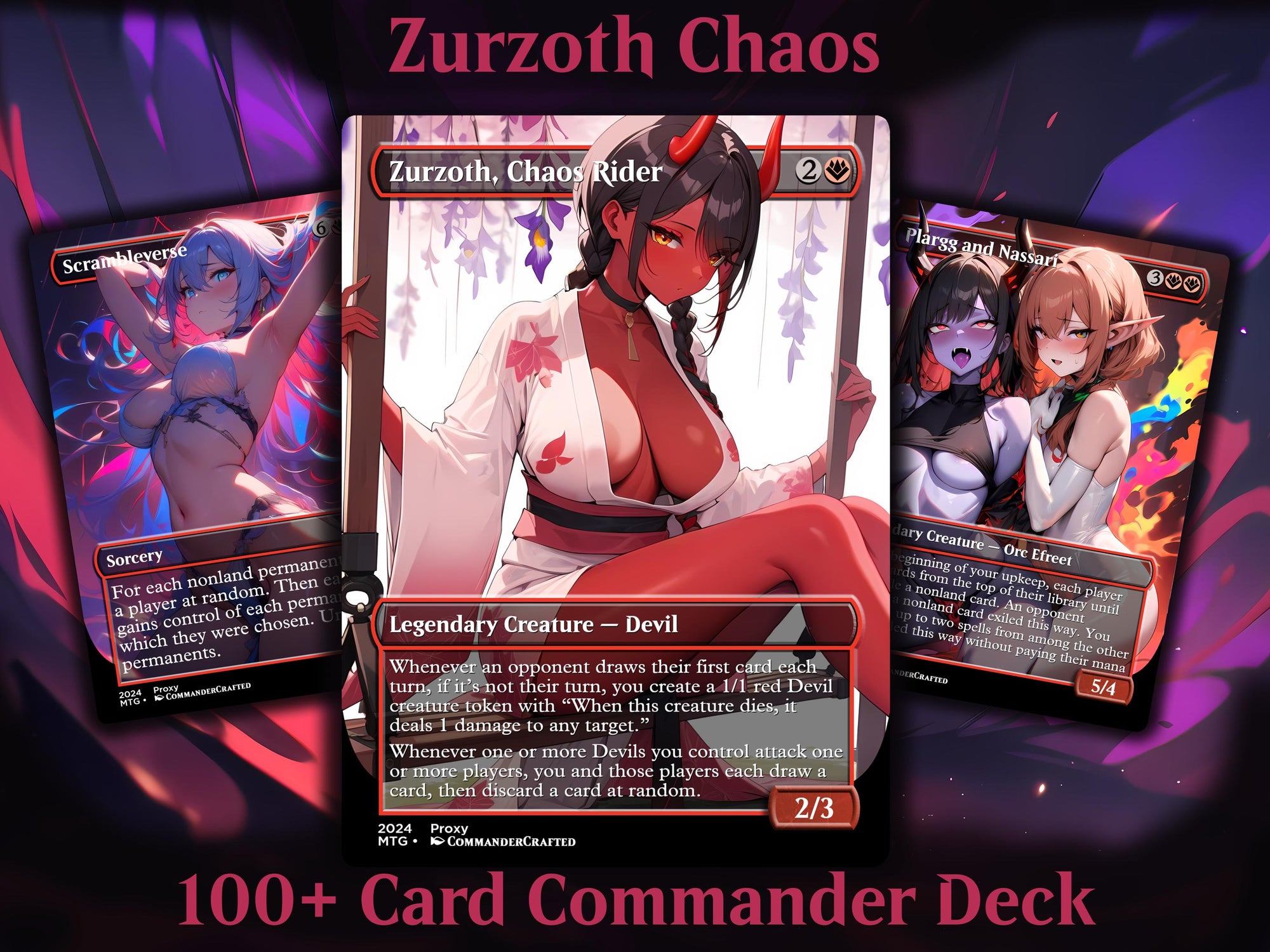 Chaos Commander Deck Zurzoth, Chaos Rider Complete EDH Proxy Deck