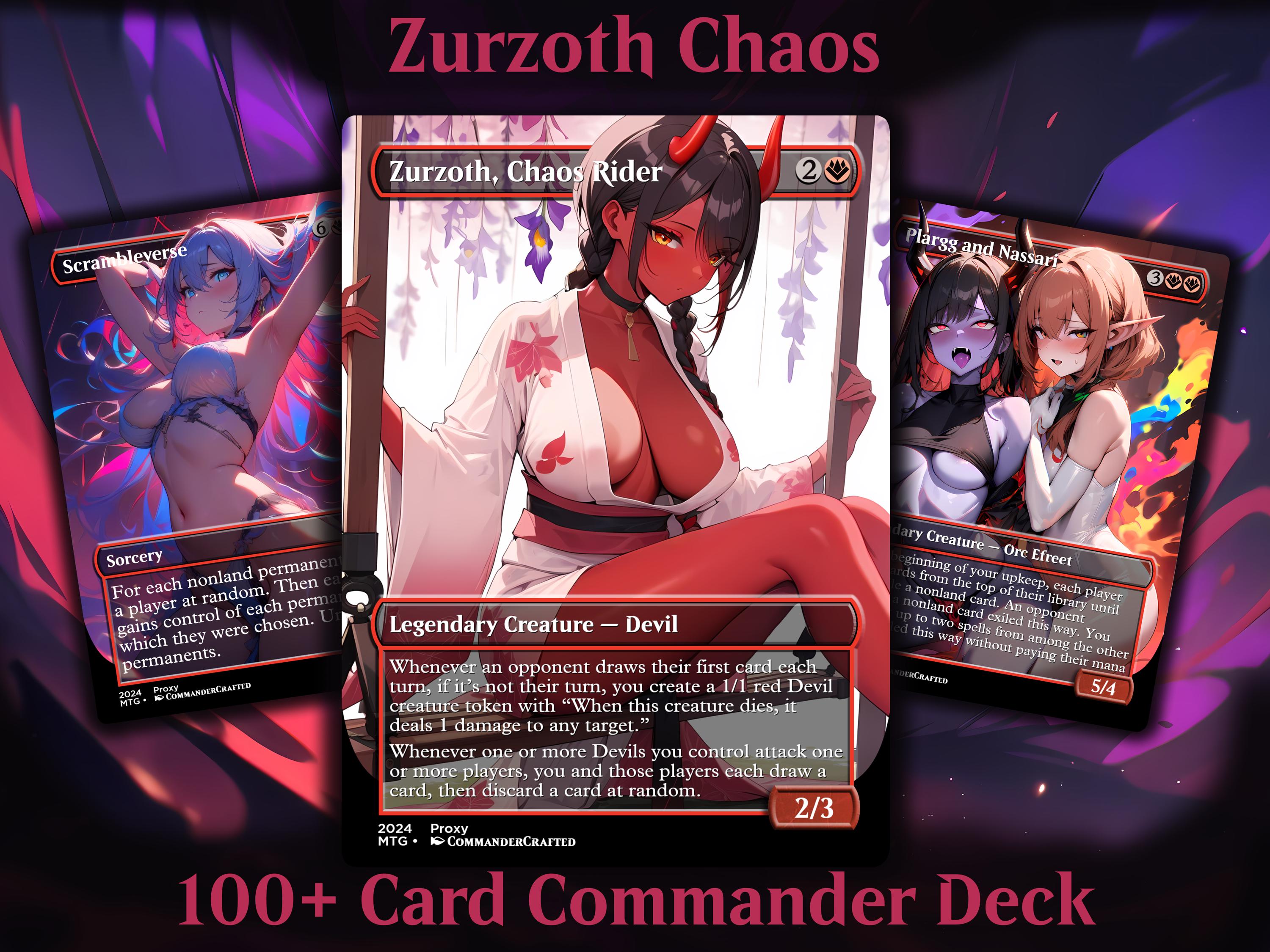 Chaos Commander Deck Zurzoth, Chaos Rider Complete EDH Proxy Deck
