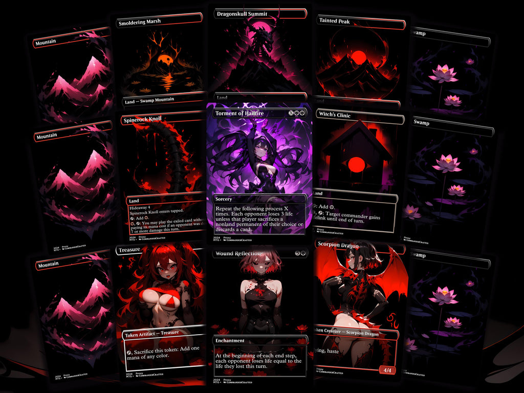 Burn Commander Deck The Lord of Pain Complete EDH Proxy Deck