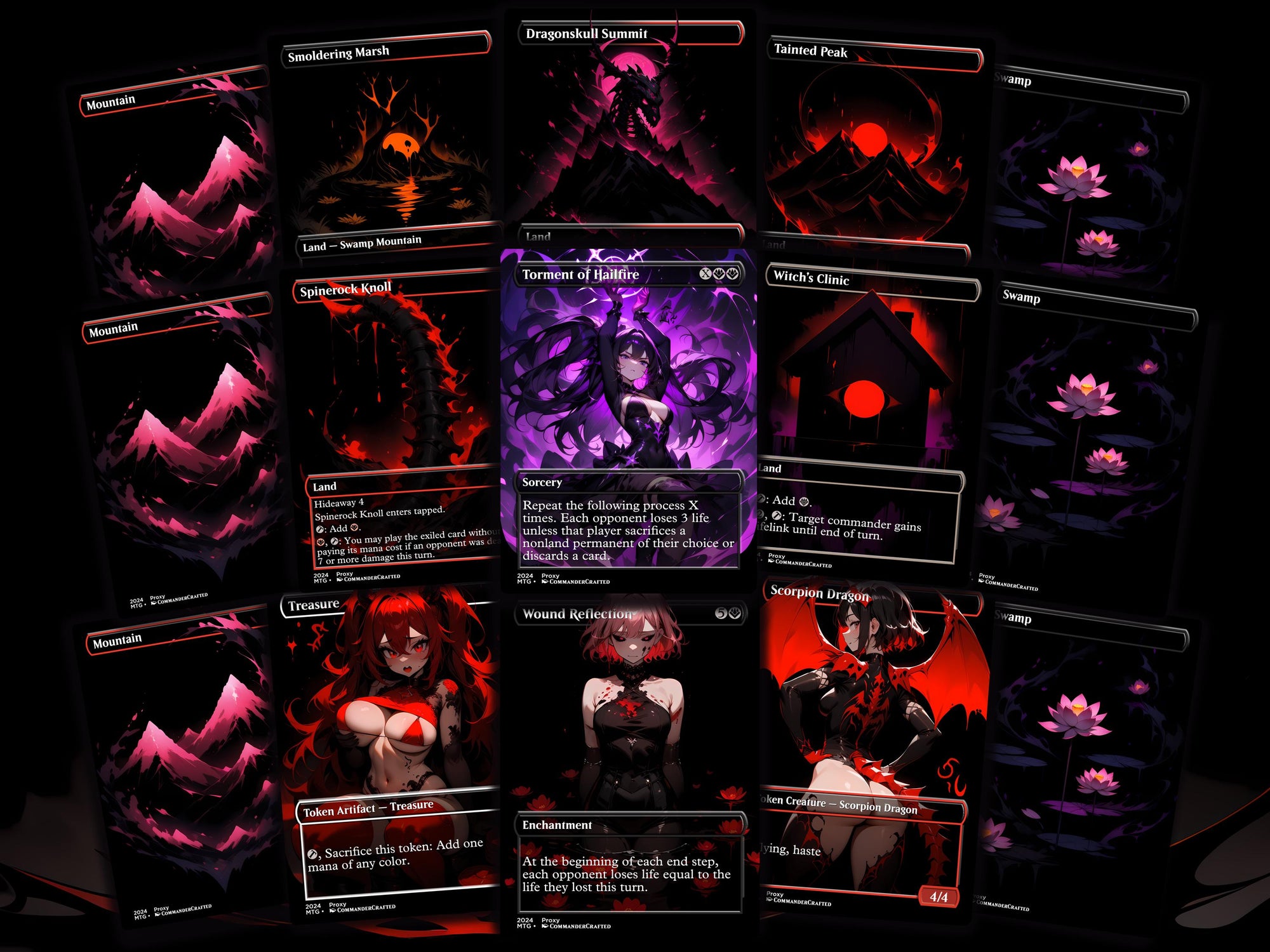 Burn Commander Deck The Lord of Pain Complete EDH Proxy Deck