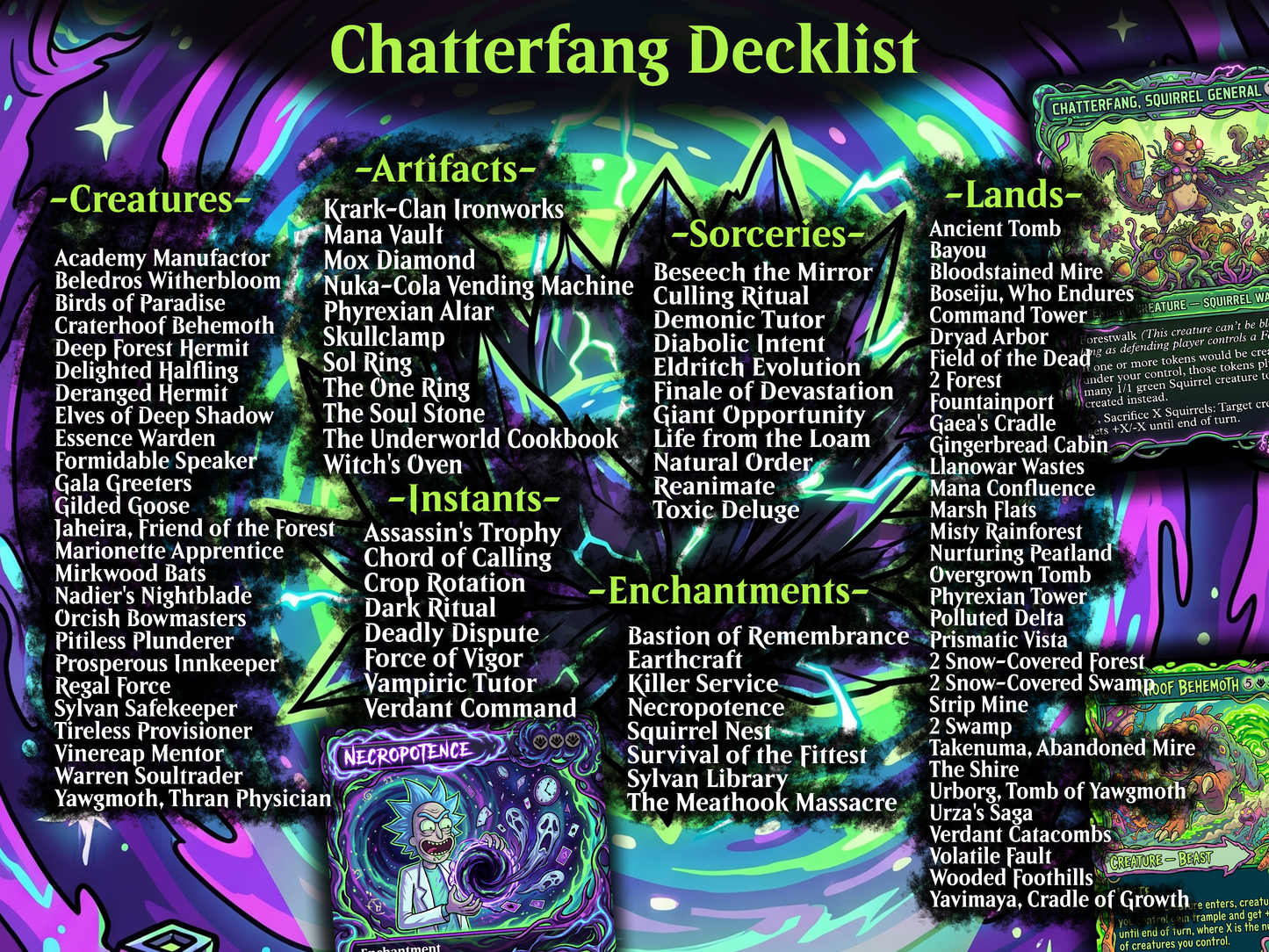 Chatterfang Squirrel Tribal Rick and Morty Commander Proxy Deck