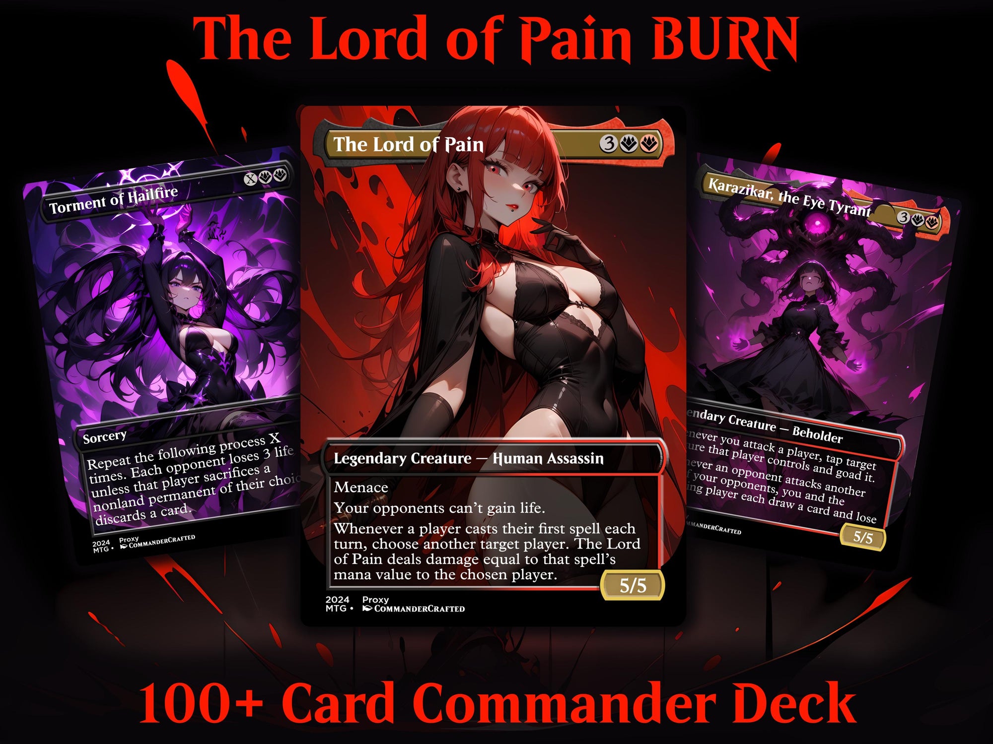 Burn Commander Deck The Lord of Pain Complete EDH Proxy Deck