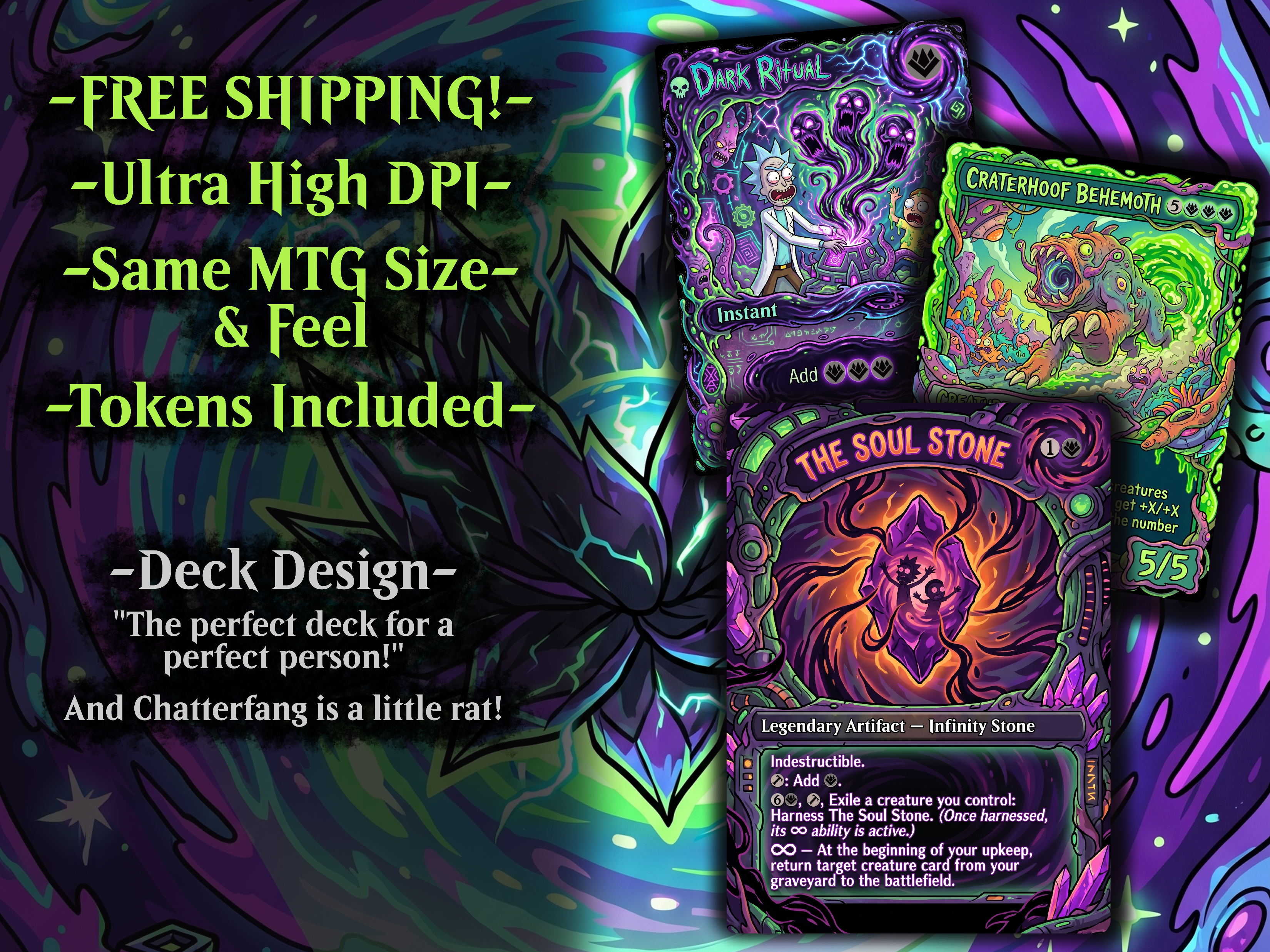 Chatterfang Squirrel Tribal Rick and Morty Commander Proxy Deck