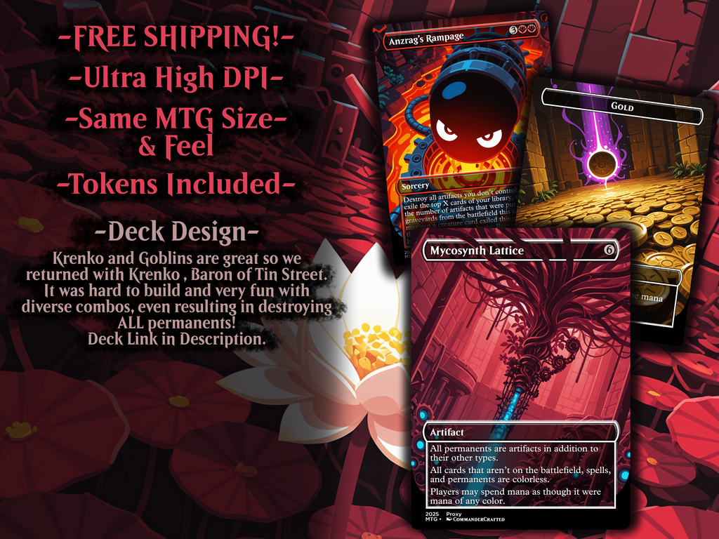 Goblin Artifact Commander Deck: Krenko Baron of Tin Street EDH Proxy Deck
